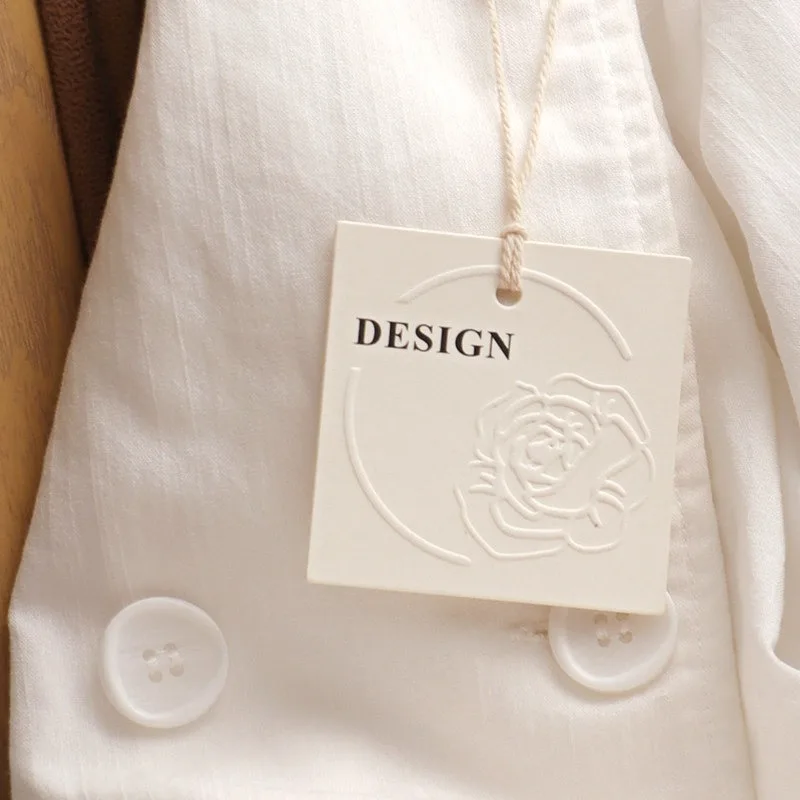 Personalized Blind Embossing Cotton Paper Tag, Modern Gift Tags, Clothing Tags with Strings, Packaging Tags, Tags for Business