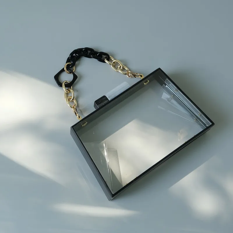 Neue Trendige Mode Damenhandtasche Transparente Solide Acryl-Pailletten Hochzeit Party Abendtasche Luxus Box-Clutch Geldbörse – Detail 8