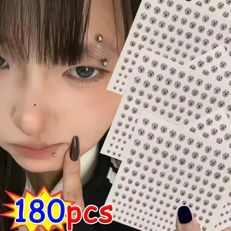 1Sheet Fashion Sticker Fake Nose Stud Self Adhesive Disposable Non Piercing Eye Ear Face Body Jewelry for Women Girls Sticker