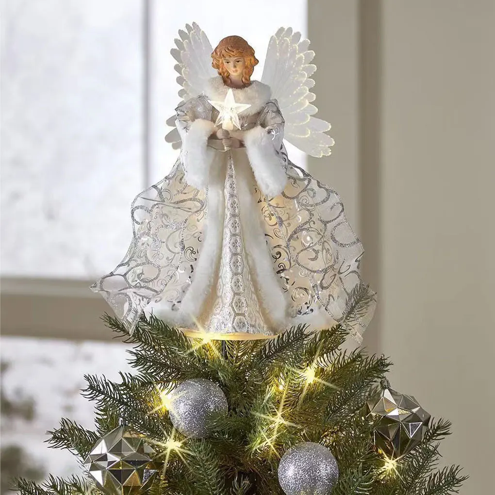 New 2025 Christmas Tree Topper Angel Fairy LED Light Up Three-Dimensional Christmas Tree Top Decoration Ornament