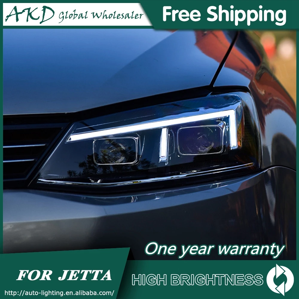 

AKD Car Styling for VW Jetta MK6 Headlights 2011-2018 R8 Design LED Headlight DRL Bi Xenon Lens High Low Beam Parking Fog Lamp