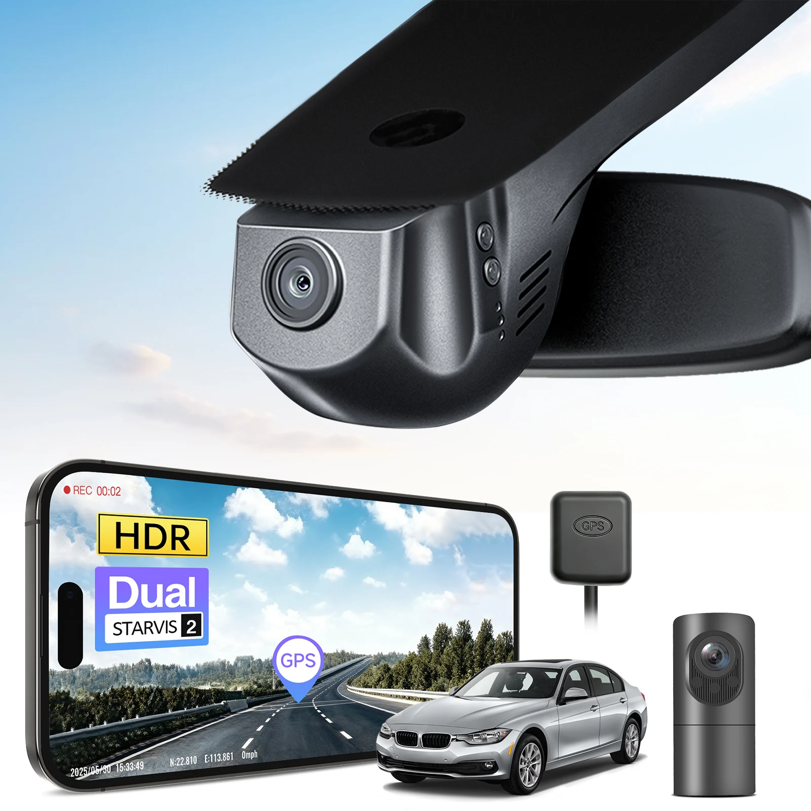4K STARVIS 2 IMX678 IMX675 Sensor Dash Cam For BMW 3-Series Gen6 F30 Select M3 F80 WiFi APP GPS Dash Car Camera 2012-2019