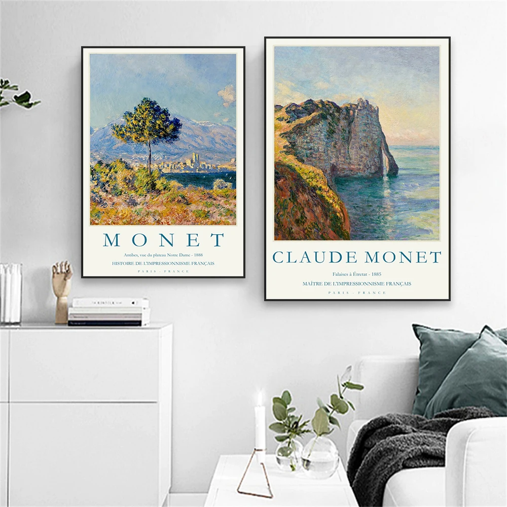 Retro Claude Monet Art Print Poster Gallery Wall Colorful Landscape Art Canvas Painting Modern Living Room Decoration