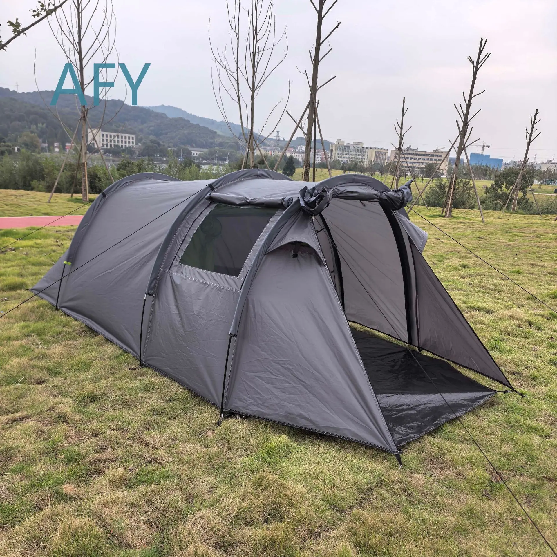 Large Tunnel Camping Tent for Outdoor Adventure with Built-in Sunshade Waterproof Windproof Portable Shelter for Backpacking