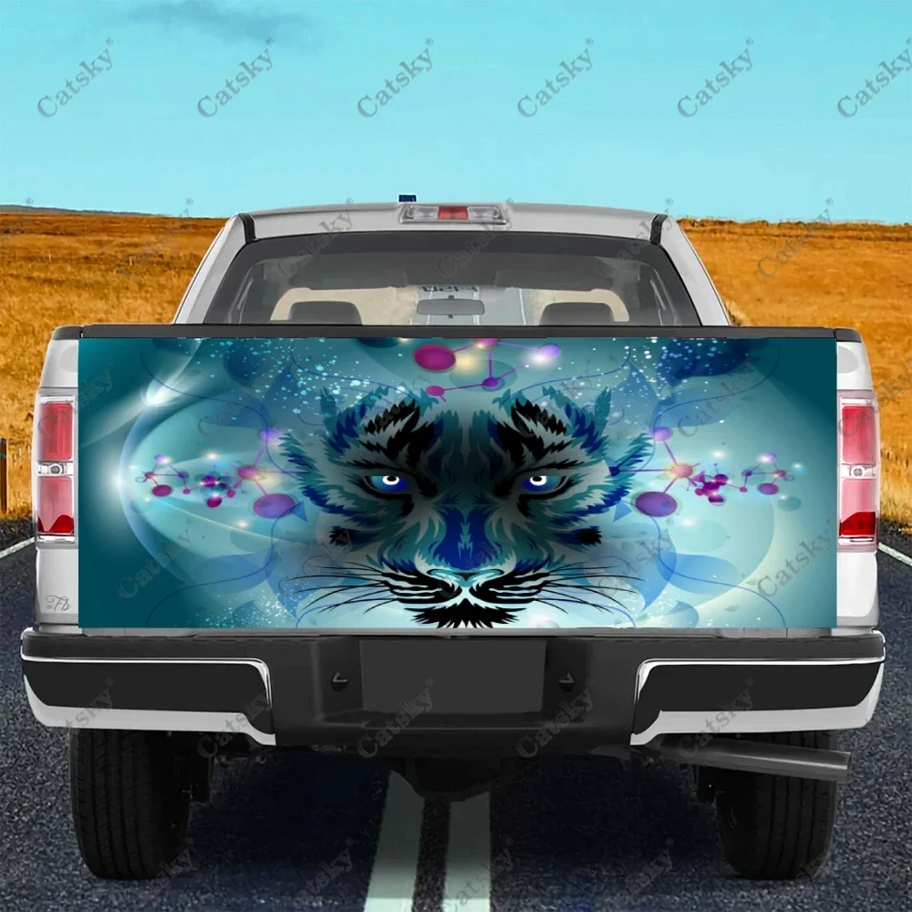

Animal Fierce Tiger Print Blue Car Tail Trunk Protect Sticker Decal Hood Auto Accessories Decoration for SUV Off-road Pickup