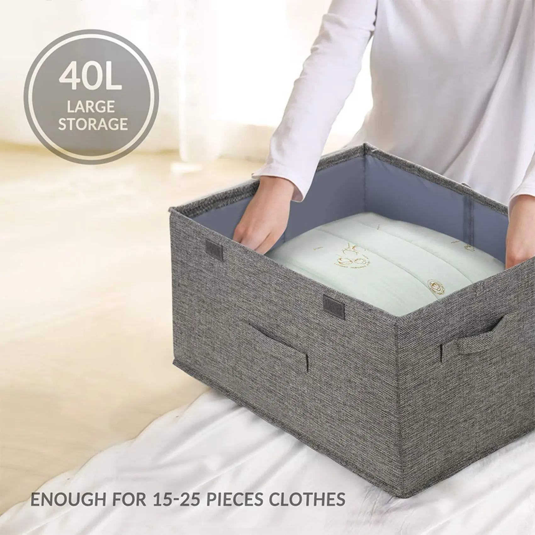 

ABPQ-2X Storage Box,Collapsible Fabric Storage Box With Lid,Organizer For Toys/Clothing/Home/Office Or More