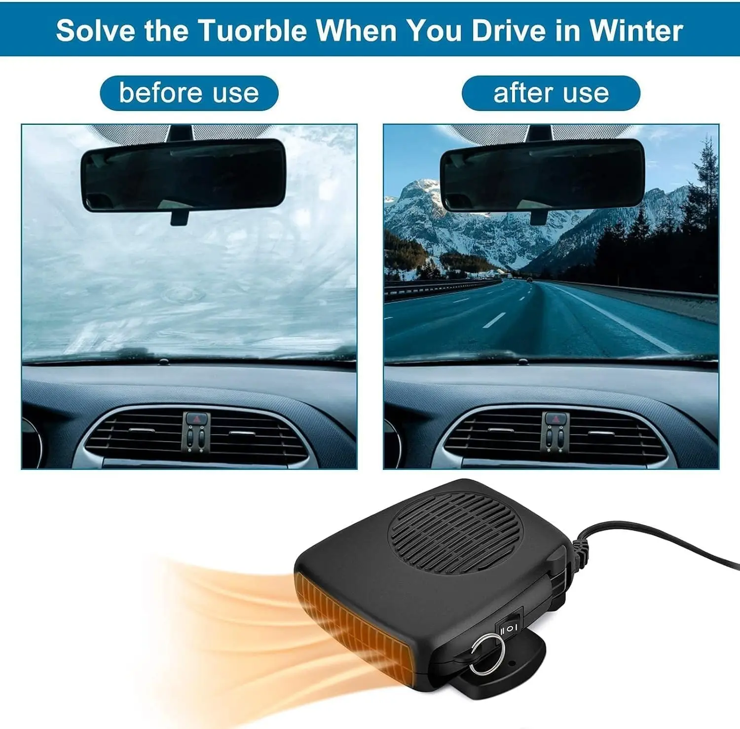 سخان السيارة - 12 فولت مزيل الصقيع المحمول المكونات في سخان السيارة مزيل الصقيع للسيارات SUV vine7 #5