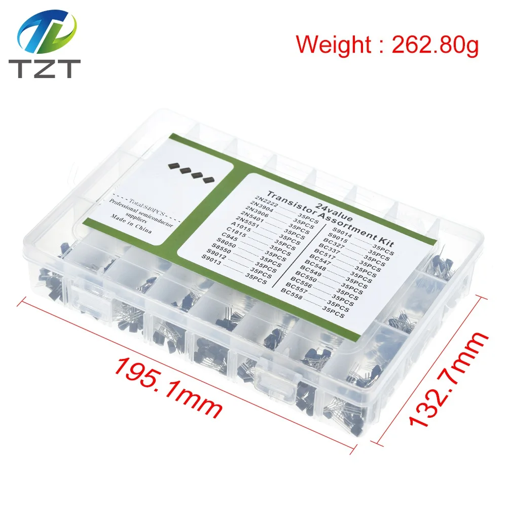 840pcs/set 24Values TO-92 Transistor Assortment Kit BC327 BC337 BC547 transistor 2N2222 3904 3906 C945 PNP/NPN transistors pack