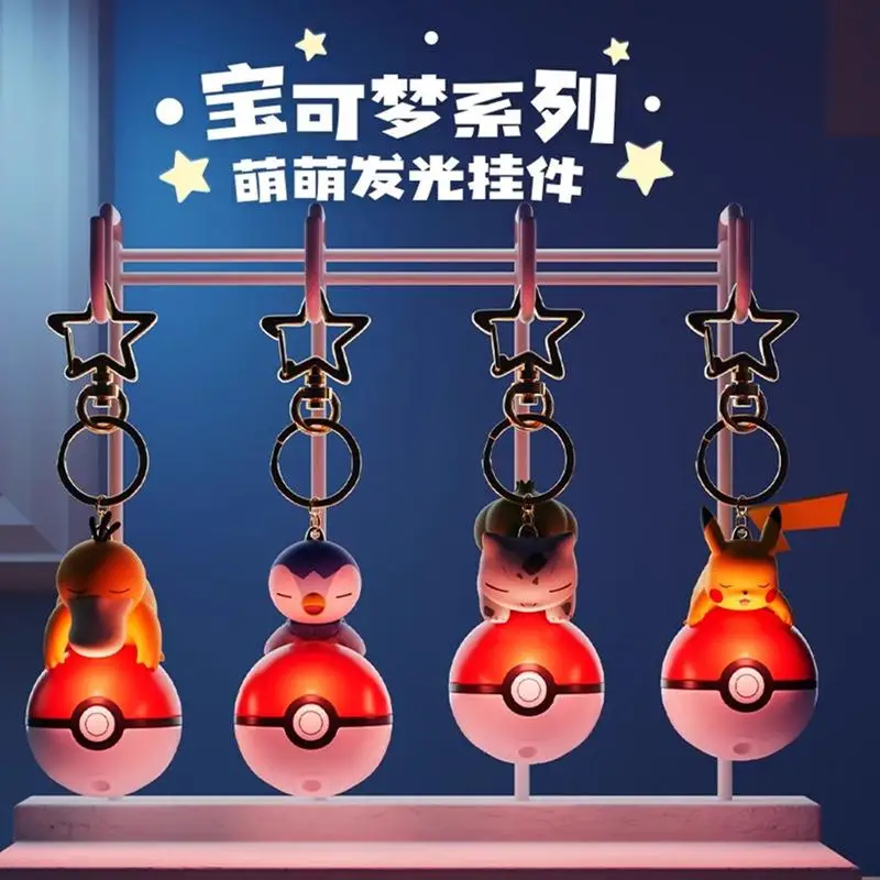 Genuíno pokemon pikachu chaveiro psyduck piplup bulbasaur anime figuras de ação brinquedo chaveiro fragrância pingente presentes de natal