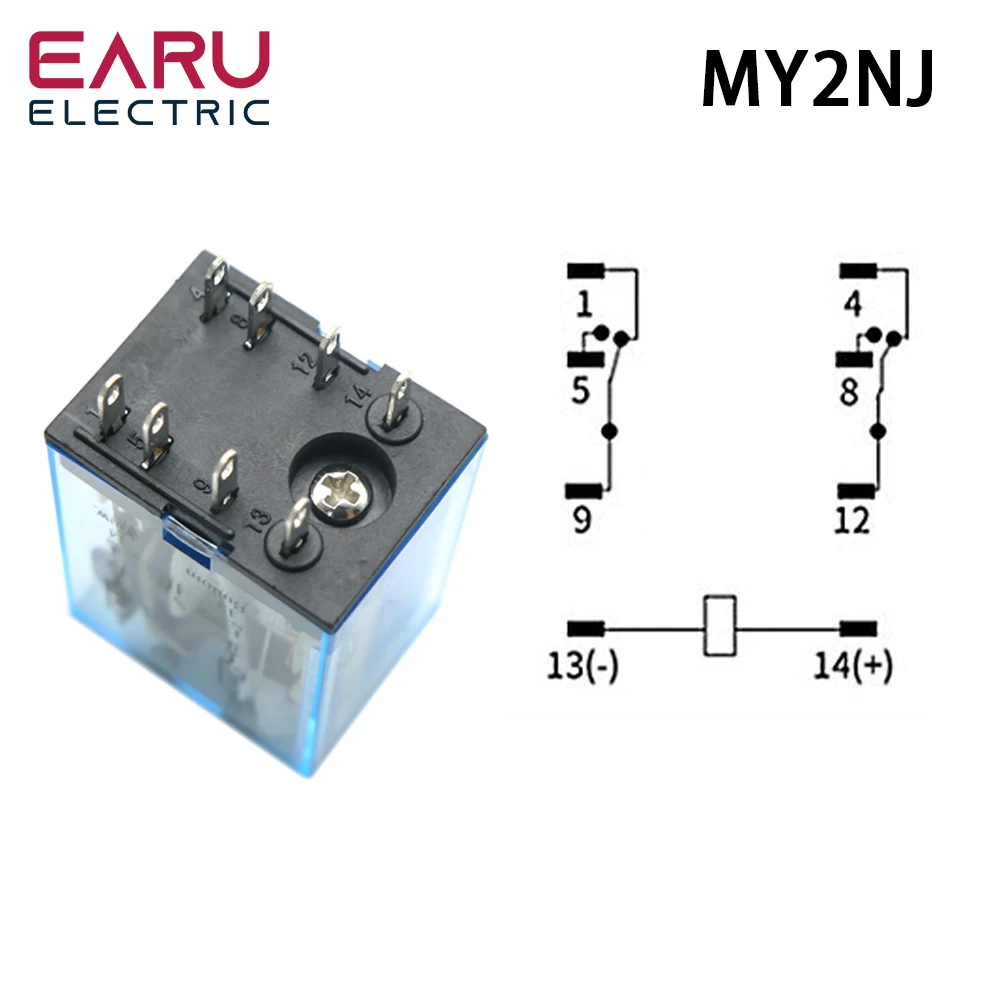 MY2NJ MY4NJ DIN-Schiene Kleines elektromagnetisches Relais Spulenleistungsrelais DC12V DC24V AC110V AC220V mit Sockel 2NO 2NC – Detail 10