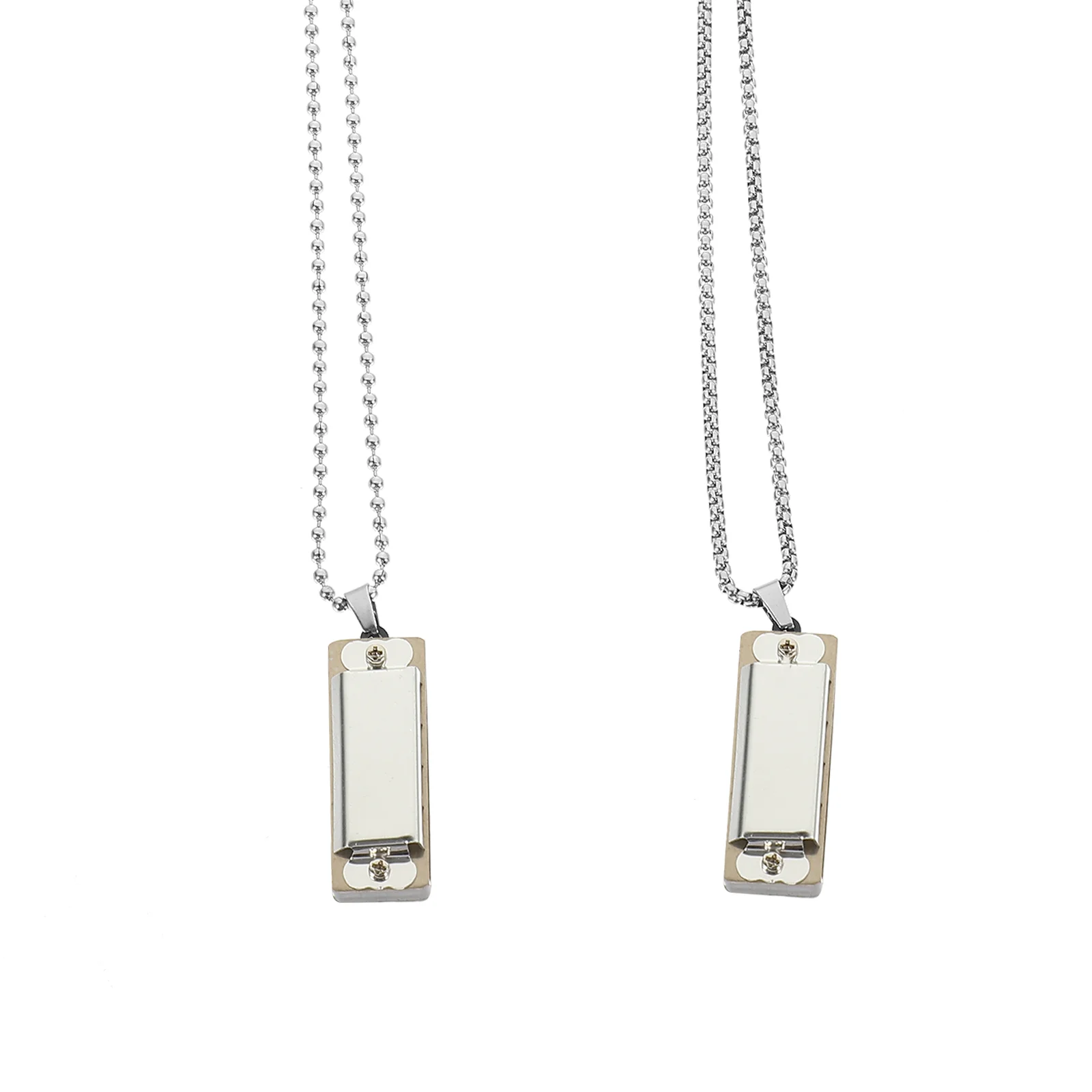 2 Pcs Harmonica Necklace Necklaces Gift Pendant Mini Musical Instrument Toys Zinc Alloy Lovers Festival