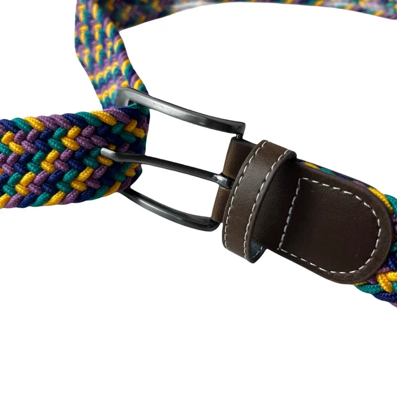 Braided Golf Belt for Men Stretchy Woven Canvas Women Belt No Hole Pin Buckle Elastic and Comfort for Casual Pants and Jeans
