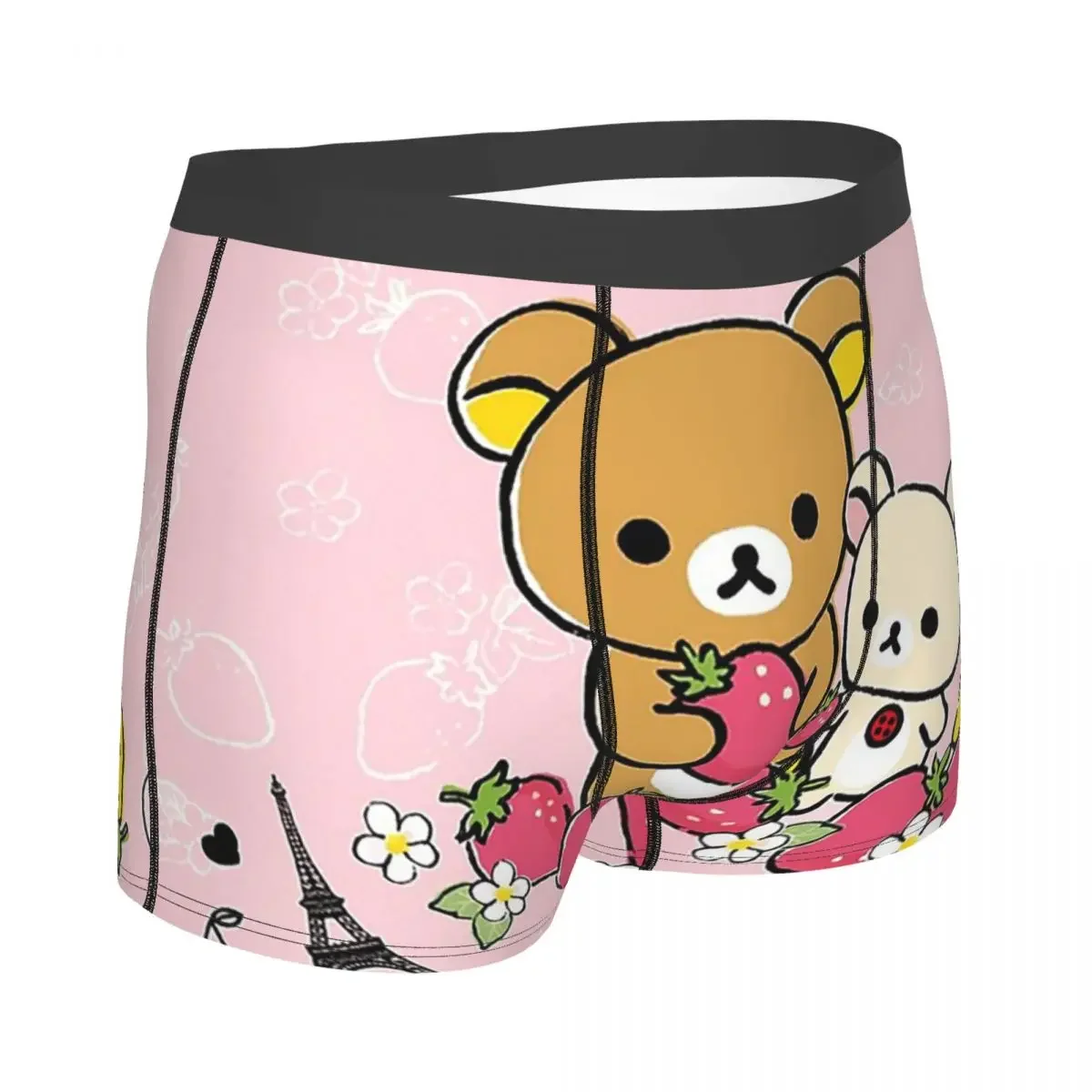 Pink Rilakkuma Bear Underpants Homme Panties Male Underwear Print Shorts Boxer Briefs