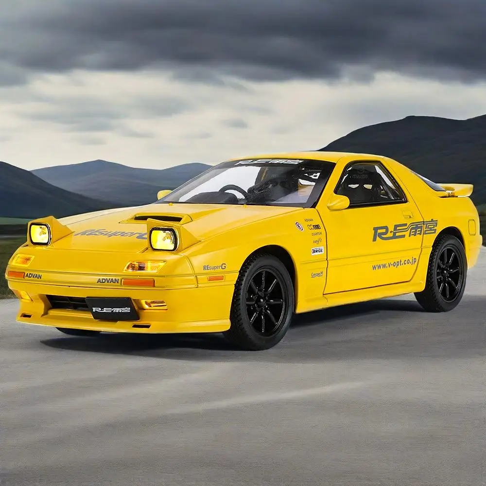1:24 Mazda RX7 RX-7 Supercar Legering Auto Diecasts & Toy Vehicles Auto Model Geluid en licht Trek Auto Speelgoed voor Geschenken