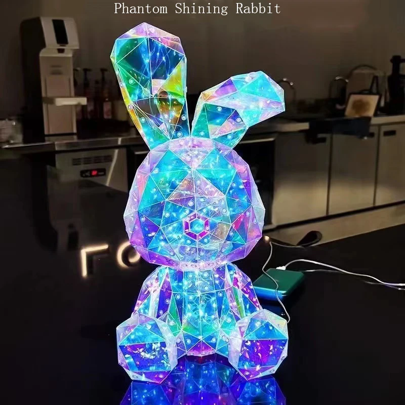 Holiday Decorative Decoration Decoration Illustrated Luminous Rabbit Lantern Gifts to Girlfriend and Children\'s Birthday Gift