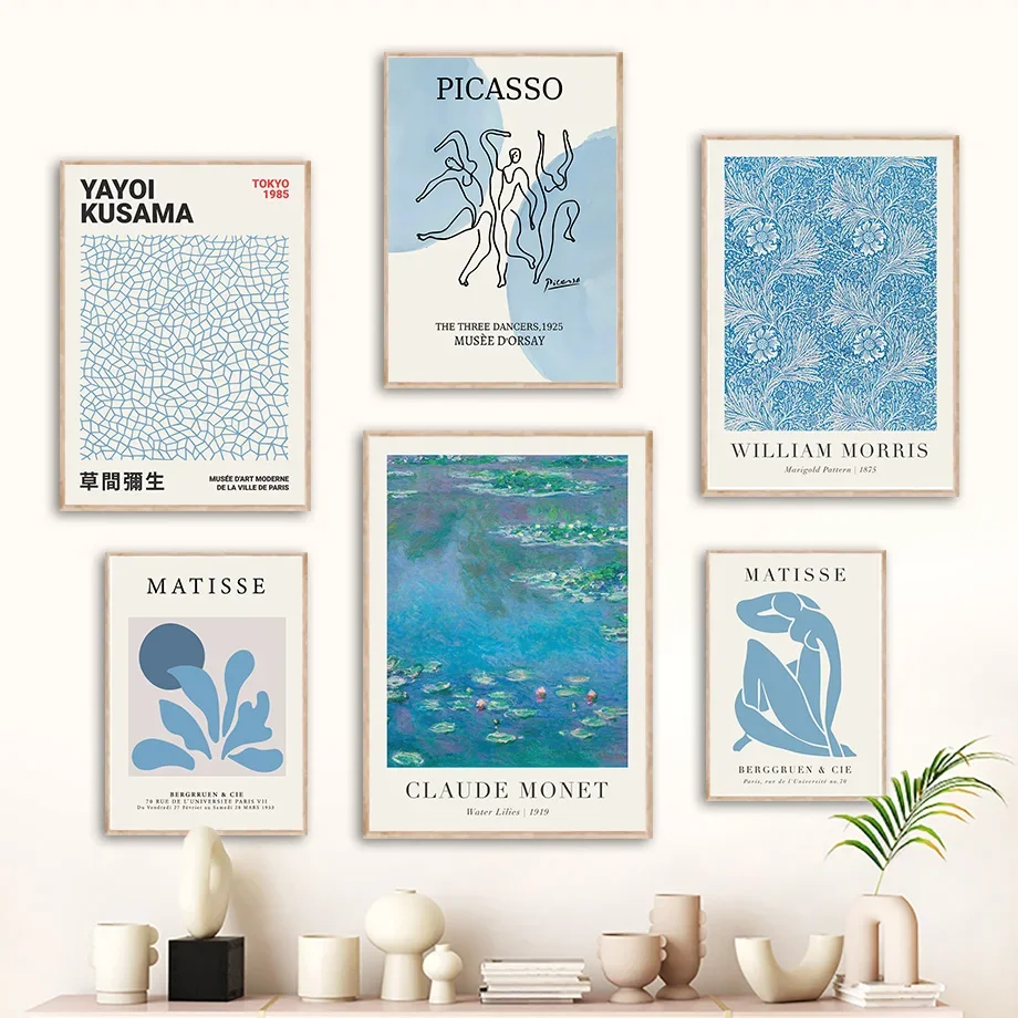 Blue Henri Matisse Monet Picasso William Morris Posters And Prints Wall Art Canvas Painting For Living Room Decorative Pictures