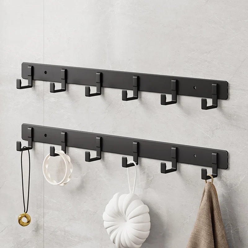 Space Aluminum Black Hook Bathroom Towel Hook Living Room Door Back Clothes Hook Simple Black Storage Hook To Save Space