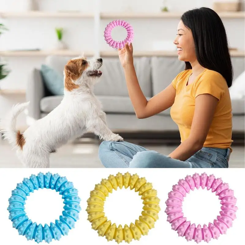 Puppy Teething Toys Teeth Grinding Spiky Circle Ring Dog Accessories Ring Shaped Chewing Toy Small And Medium Dog Supplies