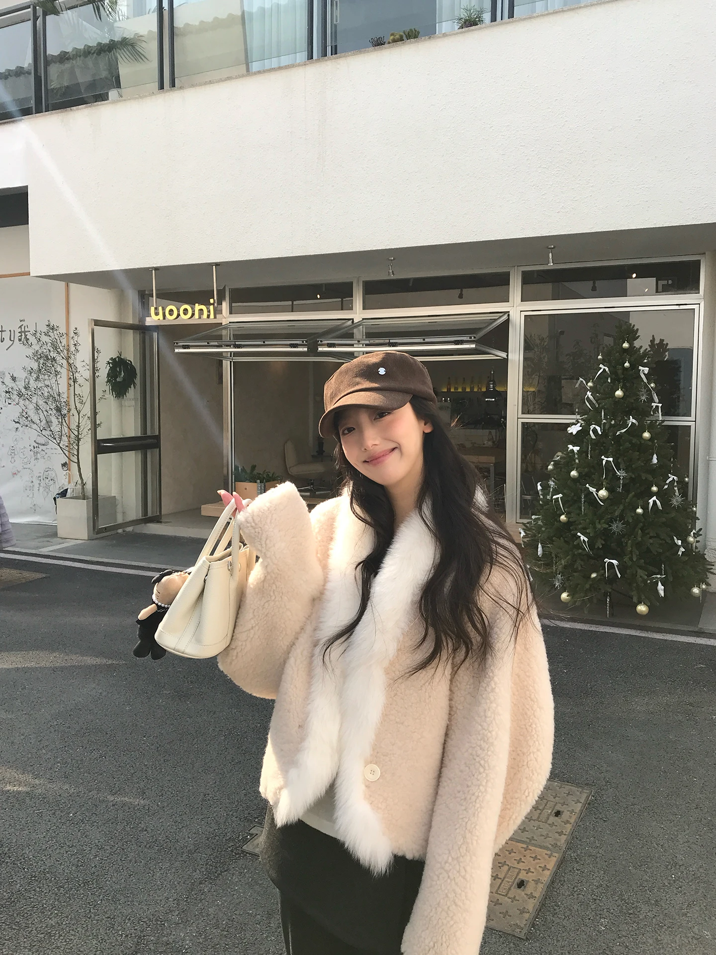 

Lamb Fur Collar Fur Trimmed Cloud Diary Cosite Leather Fur Jaet Women's Lazy Sle All-In-One Fur Coat Comfortable W...