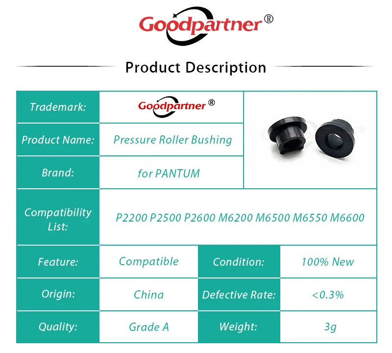 5x Fuser Lagere Druk Roller Bushing Voor Pantum P2200 P2500 P2600 S2000 M6200 M6500 M6550 M6600 Ms66000 Ms6550 Ms6600