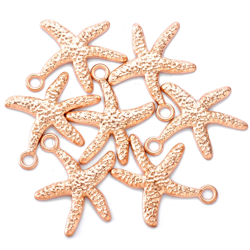 4PCS 48*40mm 4 Color Wholesale animal Charms Alloy Metal starfish Pendants For DIY Handmade Jewelry Accessories Making