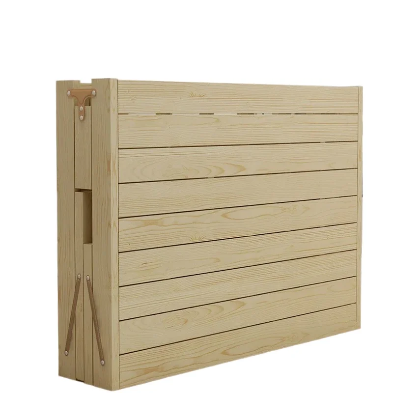 

1,5 м односпальная складная кровать для взрослых из твердой древесины, портативная кровать для сна для домашних перерывов на обед, простой дизайн