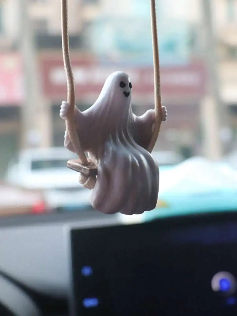 PVC Ghost On Swing Car Hanging Ornament For Rearview Mirror Home Decor