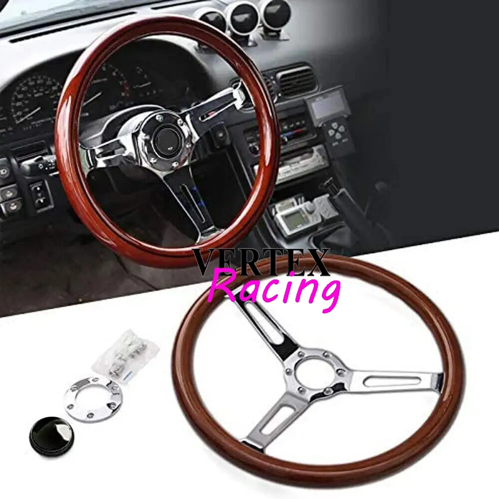 Classic Wood 380MM Wood Nardi Steering Wheel Car Rally Drift Racing Wood JDM Steering Wheel Volantes For VW HONDA TOYOTA BMW