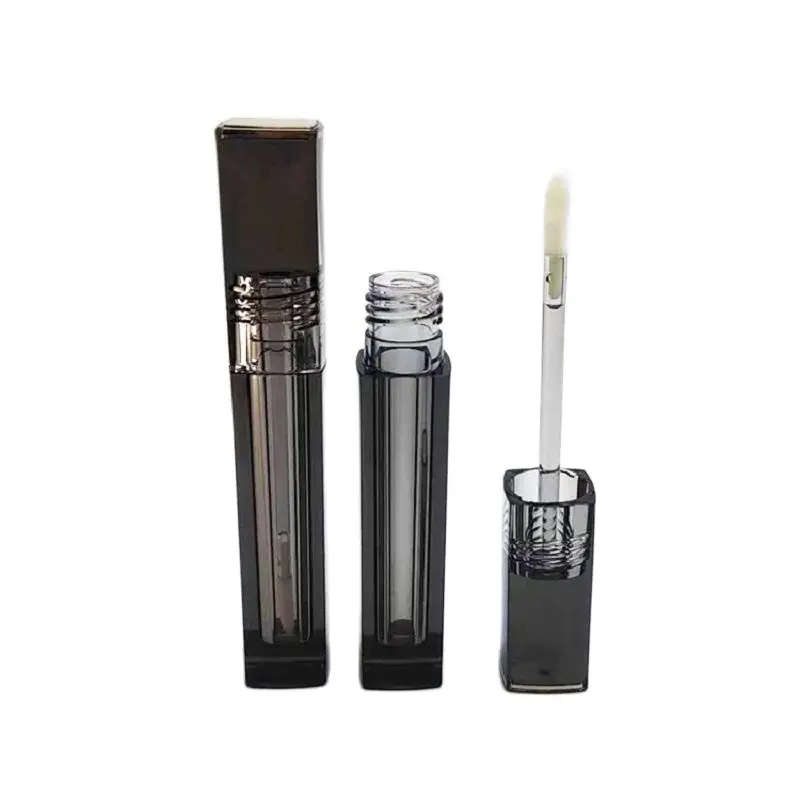 

30/50pcs Lip Glaze Empty Tube 4ML Lip Tint Oil Bottle Cosmetic Packaging Square Clear Black Plastic Lip Gloss Containers