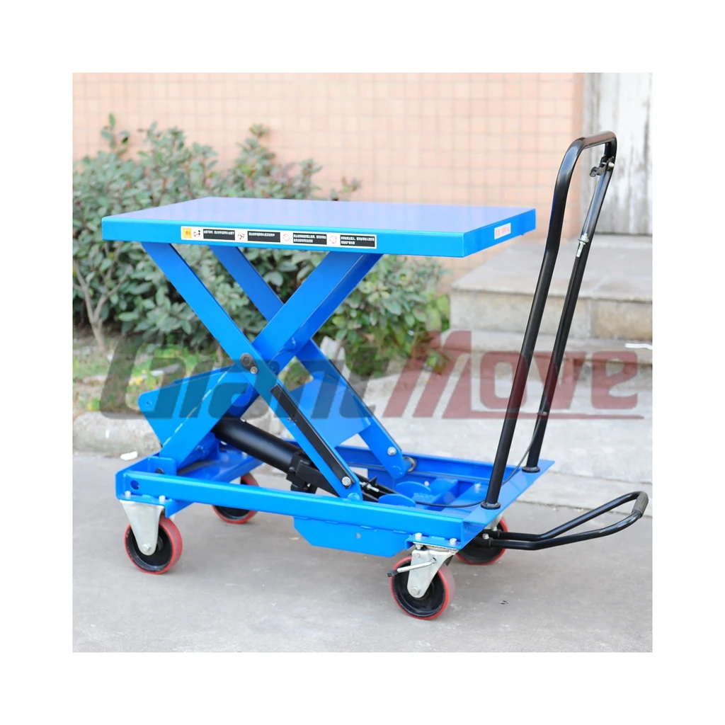Superior Quality 300kg Mobile Manual Hydraulic Scissor Lift Table, Height Adjustable Manual Lifting Table