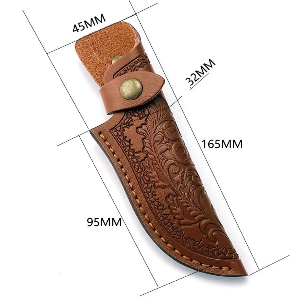 Vintage Knife Sheath Brown Leather Sheath With Waist Belt Buckle Outdoor Straight Knife Protective Cover Sheath Belt Pocket Tool