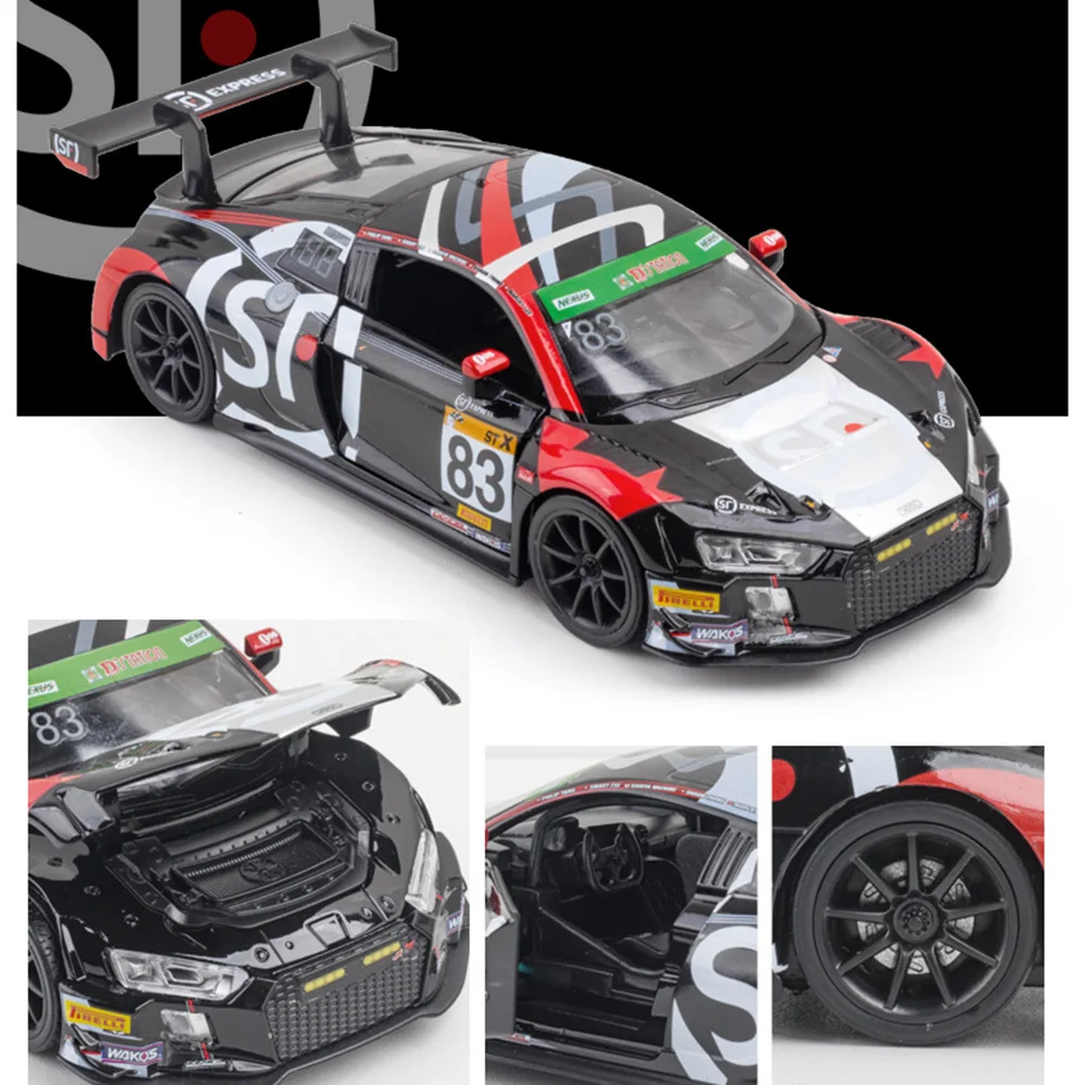 1:32 Audi R8 Bentley GT3 Model Toys Alloy Diecast Cars With 3 Doors Opened Sound And Light Pull Back Vehicle Toy For Kids\' Gifts