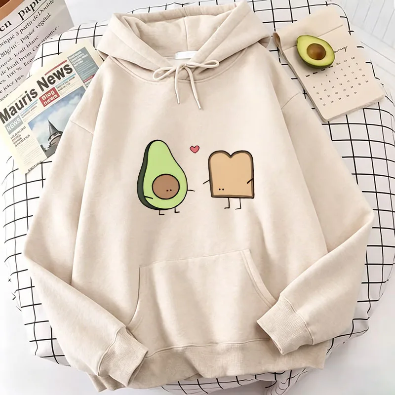 

2026 Kawaii Avocado Love Print Hoodies Spring Autumn Winter Casual Hoodies Sweatshirts Men Women Pullovers with Pocket