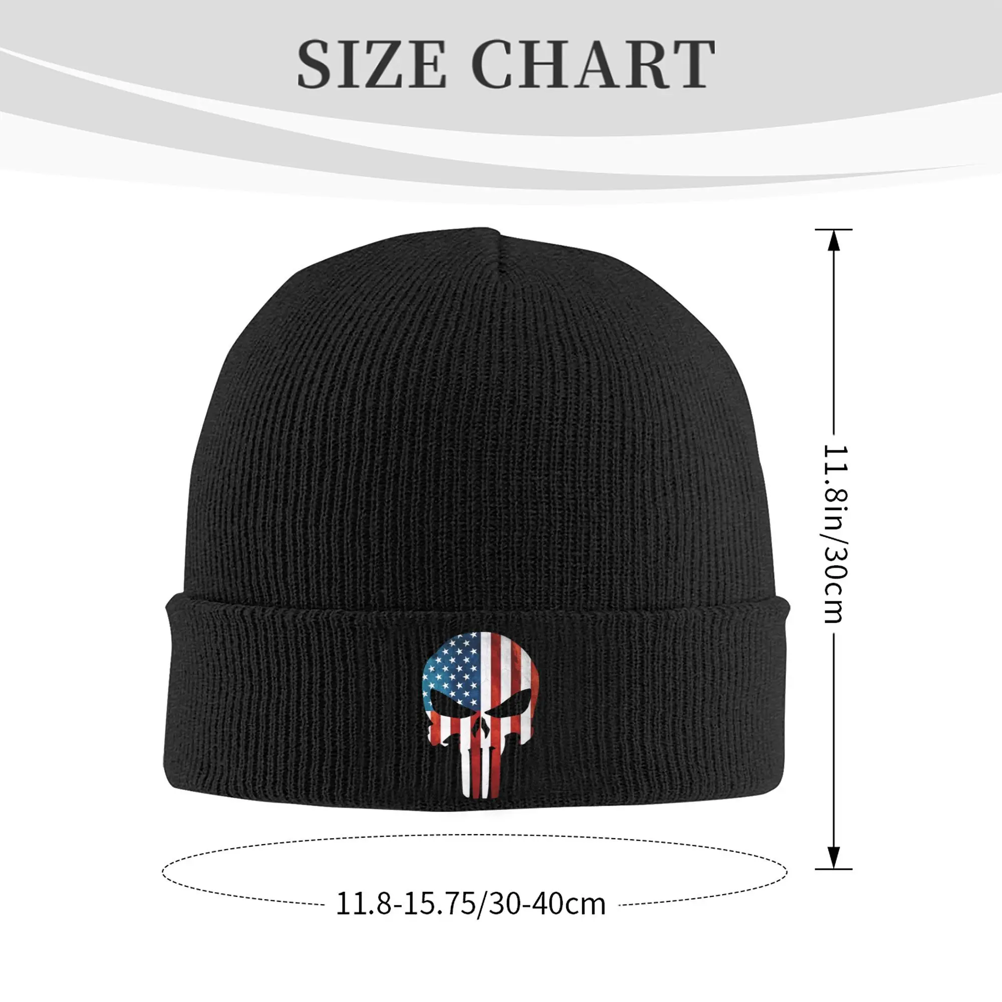 Custom Skeleton Skull Punisher Bonnet Hats  Street Knit Hat For Women Men Warm Winter Heavy Metal Rock Roll Skullies Beanies Cap