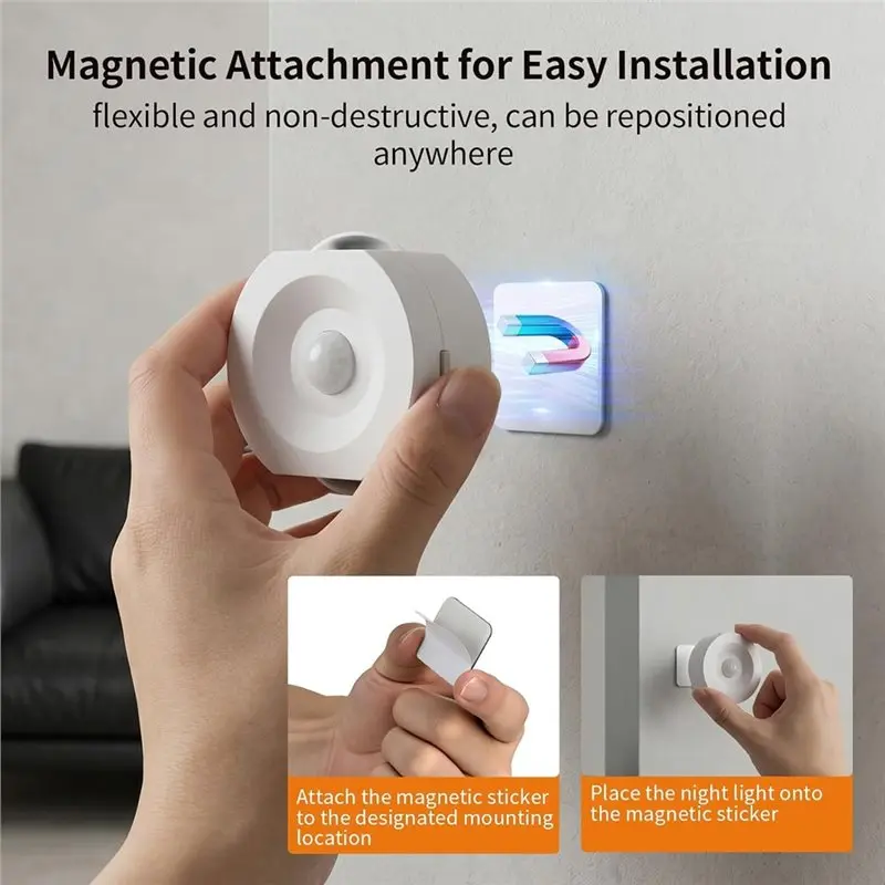 FYBL-Dimmable LED Rechargeable Motion Sensor Night Light 4PCS 4 Modes& 3 Color Temperature For Hallway Bedroom Stairs