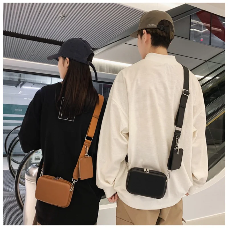 Men's Small Bags Crossbody Trend Phone-Bag Simple Personality Single Shoulder PU