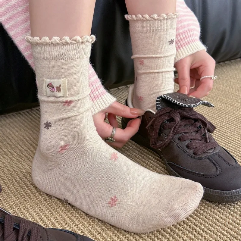 Fashon Women Socks New High Quality Cute Cartoon Flowers Long Socks For Women Casual School Style Girls Socks