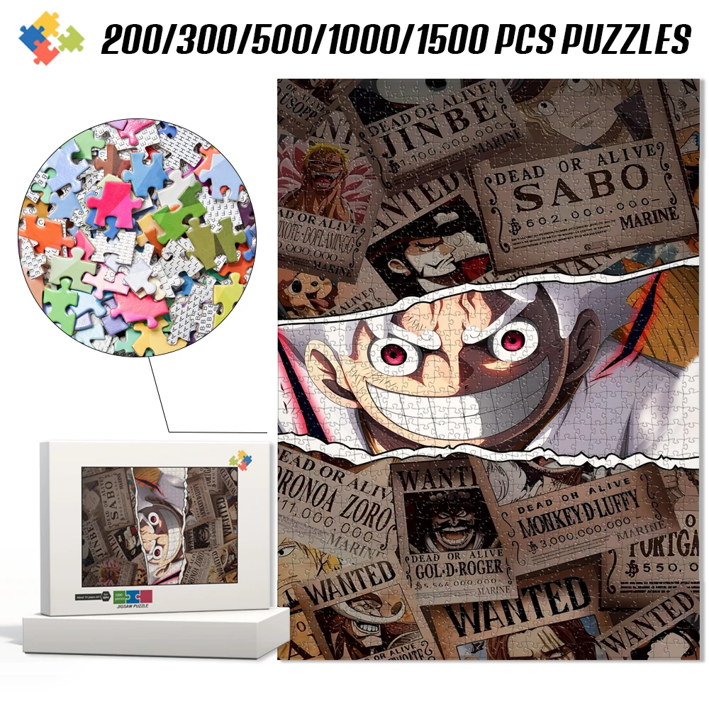 One Piece Newspaper Poster Jigsaw Puzzle Multi-Size 200/300/500/1000/1500 Pieces Wood/cardboard Puzzles Diy Educational Toys