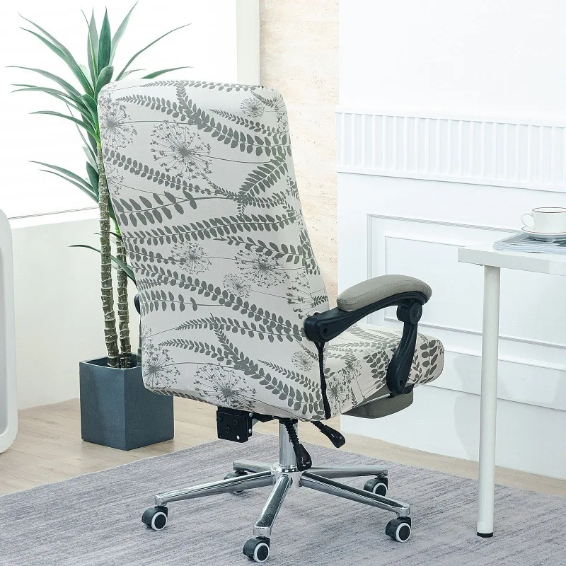 Printed Non-Slip Executive Chair Cover Durable Stain-Resistant Zippered Computer Chair Cover Elastic One-Piece Chair Protector