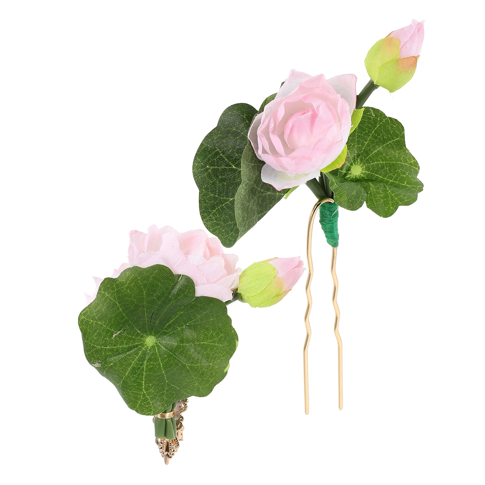 

1 set Lotus Hairpin Set 2 Pieces Ancient Chinese Accessories Flower Hair Clip for Women Stage Performance Hair Tools