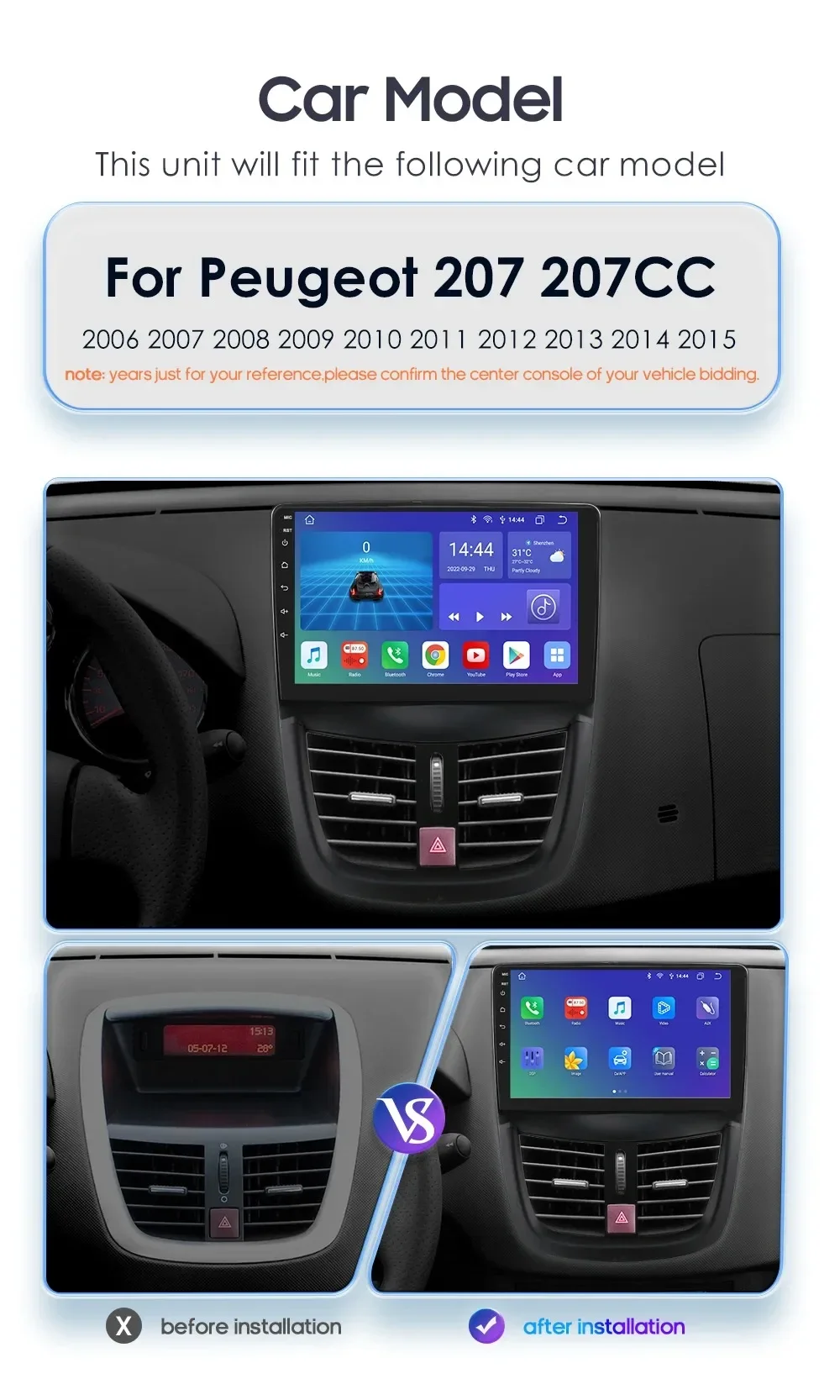 Car Radio Android for Peugeot 207 207cc 207sw 2006-2015 Android Auto Stereo CarPlay Multimedia Player 7862 Intelligent Audio GPS