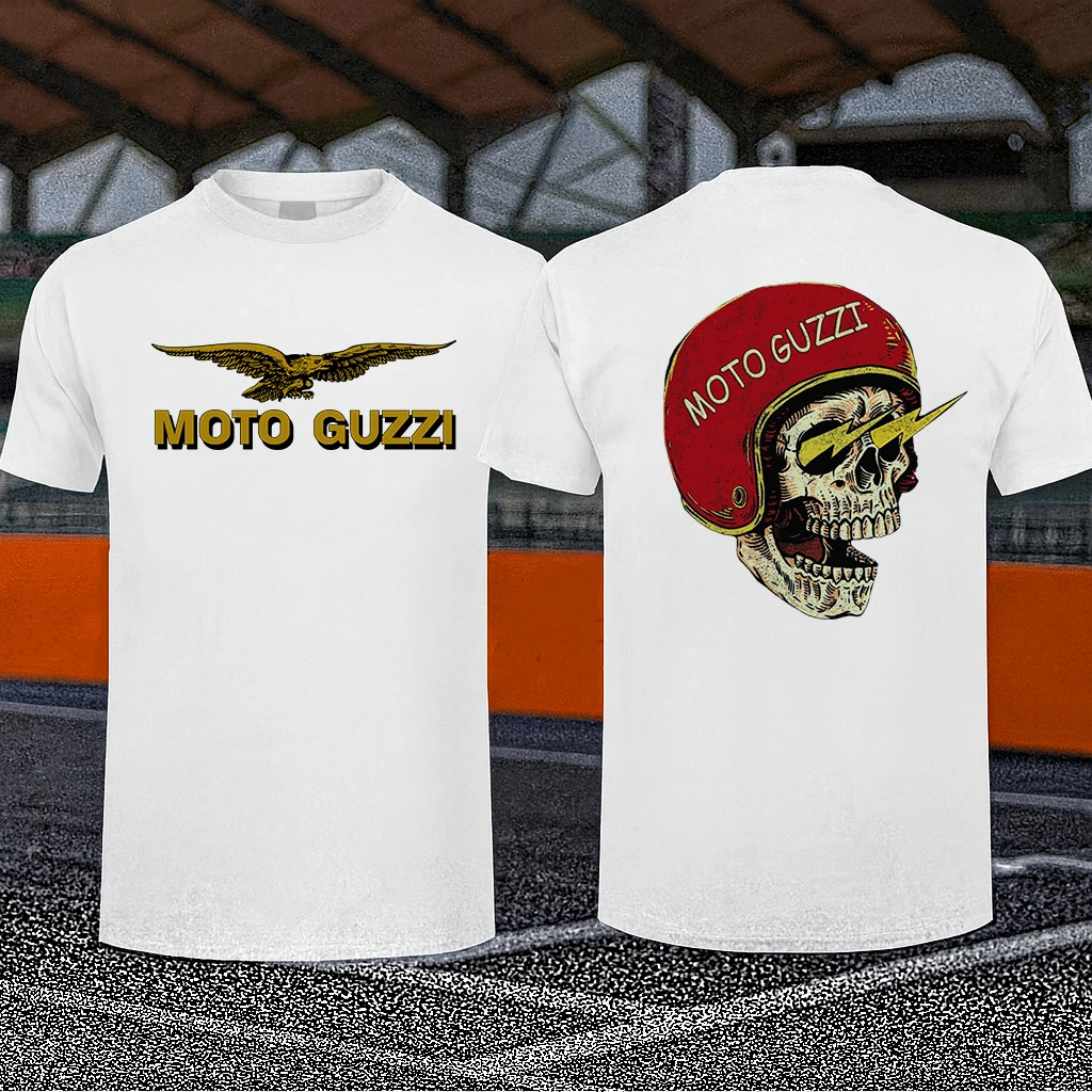 

Итальянская классическая винтажная футболка Moto Guzzi из чистого хлопка для езды на мотоцикле, удобная повседневная футболка для уличной моды