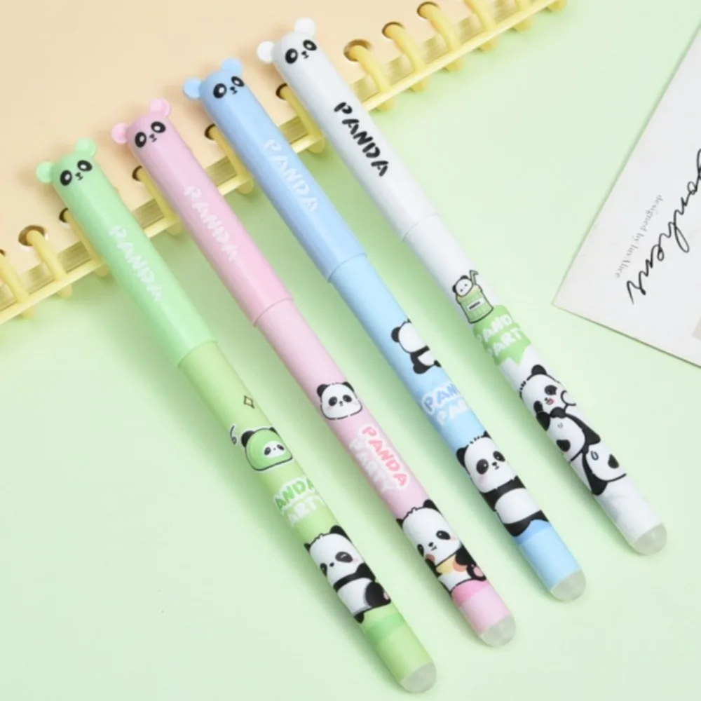 12 Pcs Cartoon Panda Erasable Neutral Pen Quick Drying Easy Friction Erasable Brush Question Astronaut Writing Supplies