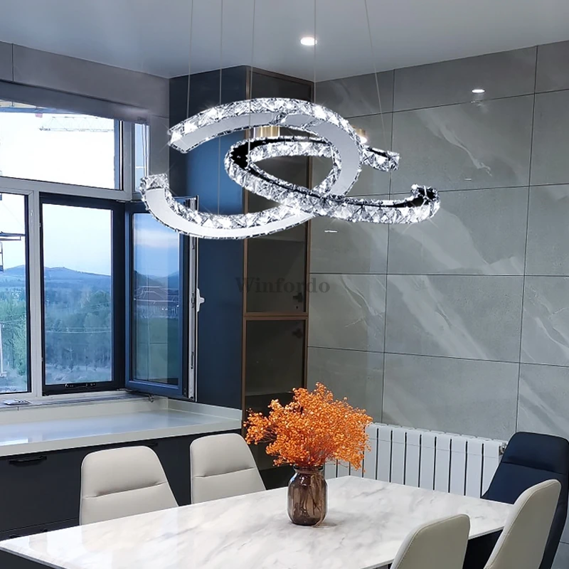 Pendant Lamp Crystal  LED Dimmable Crystal Chandelier For Decorative Hanging Light Fixture Ceiling Lamps