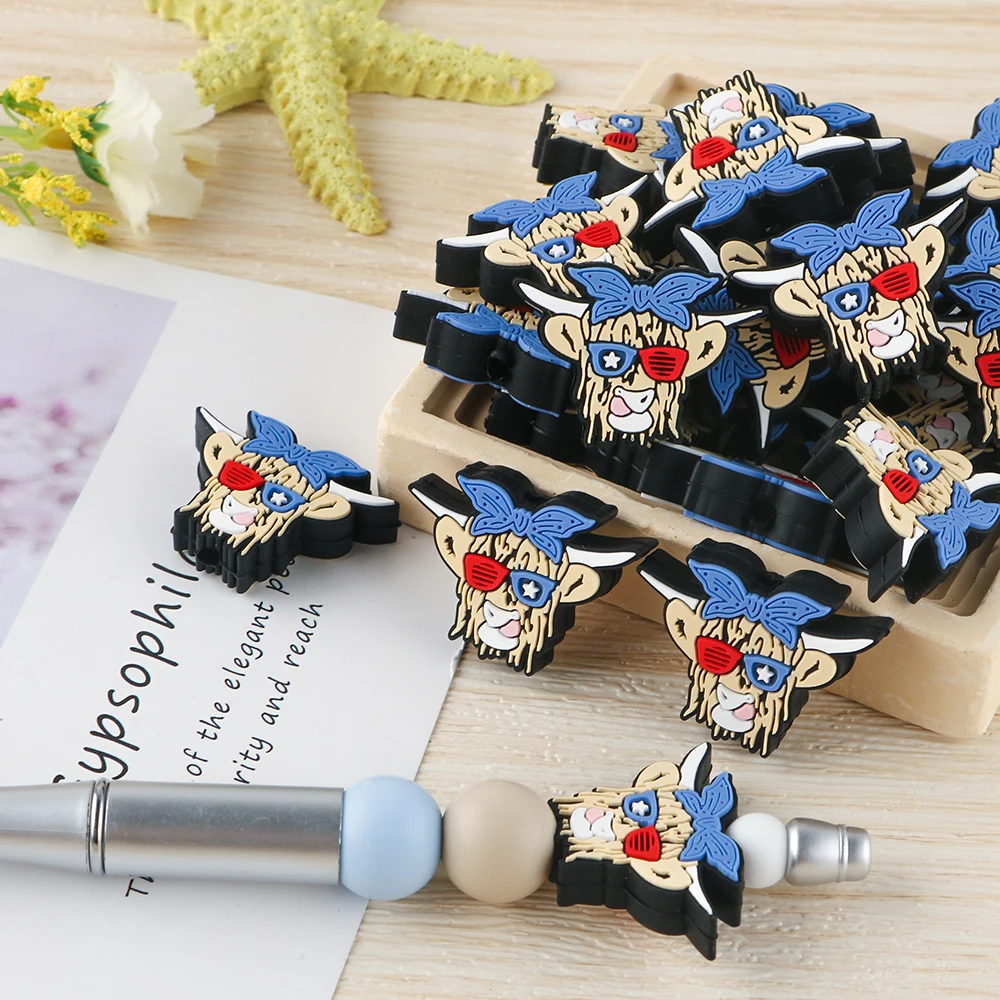 5/10Pcs New Cartoon Silicone Beads Dinosaur Cow Yak Pig Tiger Bead For Jewelry Making DIY Jewelry Bracelet Accessories