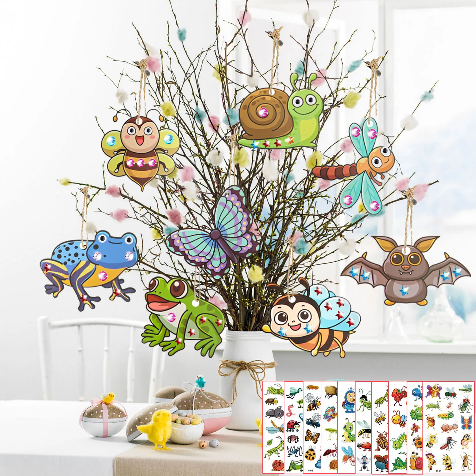 290個の昆虫をテーマにした木製工芸品セット、カラフルな木製工芸品、未完成の工芸品セット、DIY工芸品セット、誕生日プレゼントに最適