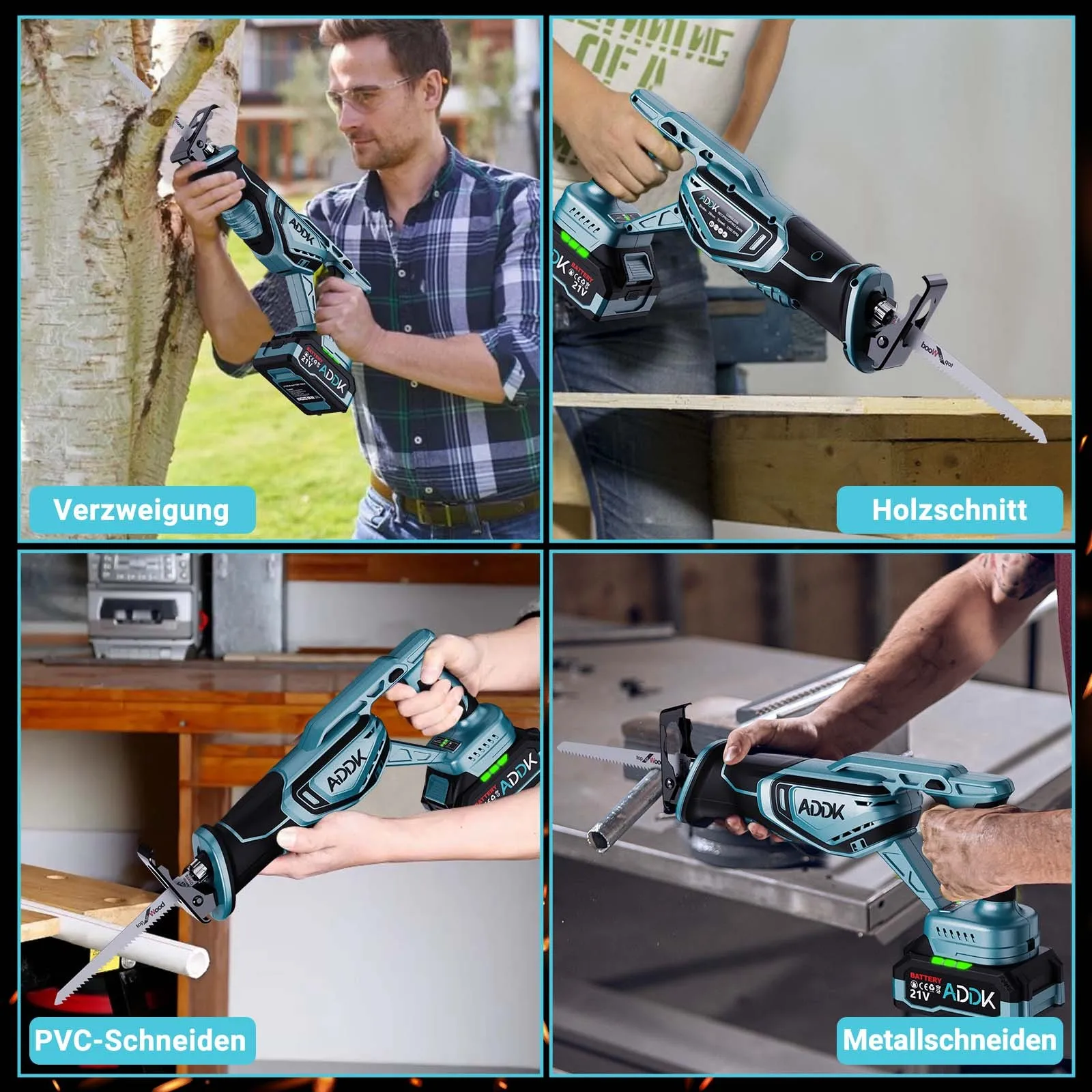 Professional Cordless Reciprocating Saw,Brushless motor, Ideal for Sawing with Wood/Steel, 28mm Stroke Length,EU Plug