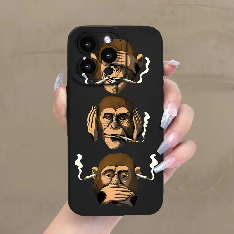 Monkey smoking graphic phone case for iphone 16 15 14 13 12 11 x XR Xs SE2 SE 8 7 plus pro Max mini silicone back cover