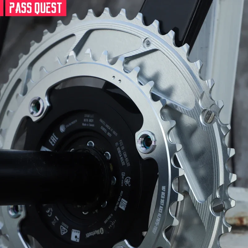 PASS QUEST 107 bcd chainring 2X Double Chain ring with 4 bolts For SRAM FORCE Quarq Power Meter AXS 12 speeds Road/Gravel Bike