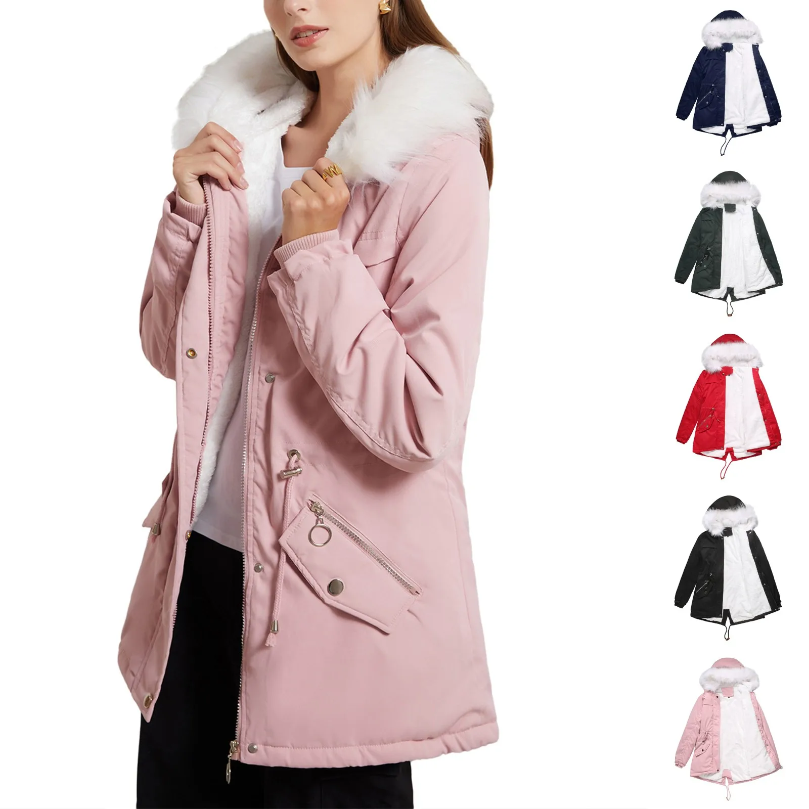 

Новое зимнее теплое бархатное хлопковое пальто, женская ветровка средней длины с капюшоном, женские топы, верхняя одежда, весенне-осенний женский плащ